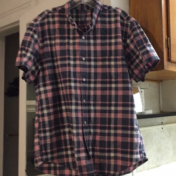 J.Crew cotton short sleeve button down pink/blue - Picture 4 of 4